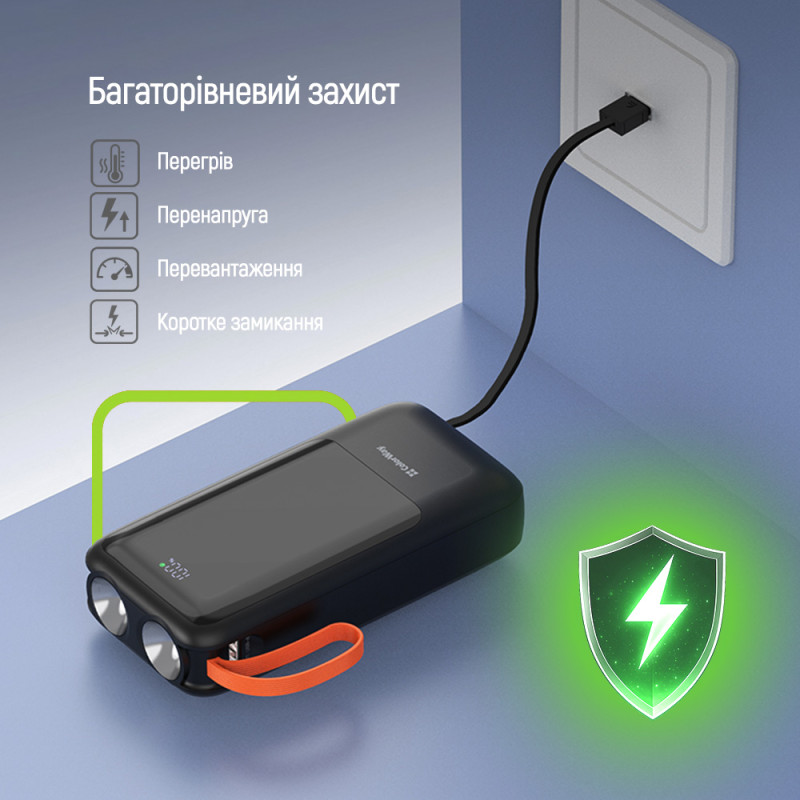 Батарея універсальна ColorWay 20 000 mAh PowerHub (USB QC4.0 + USB-C PD22.5W) Black