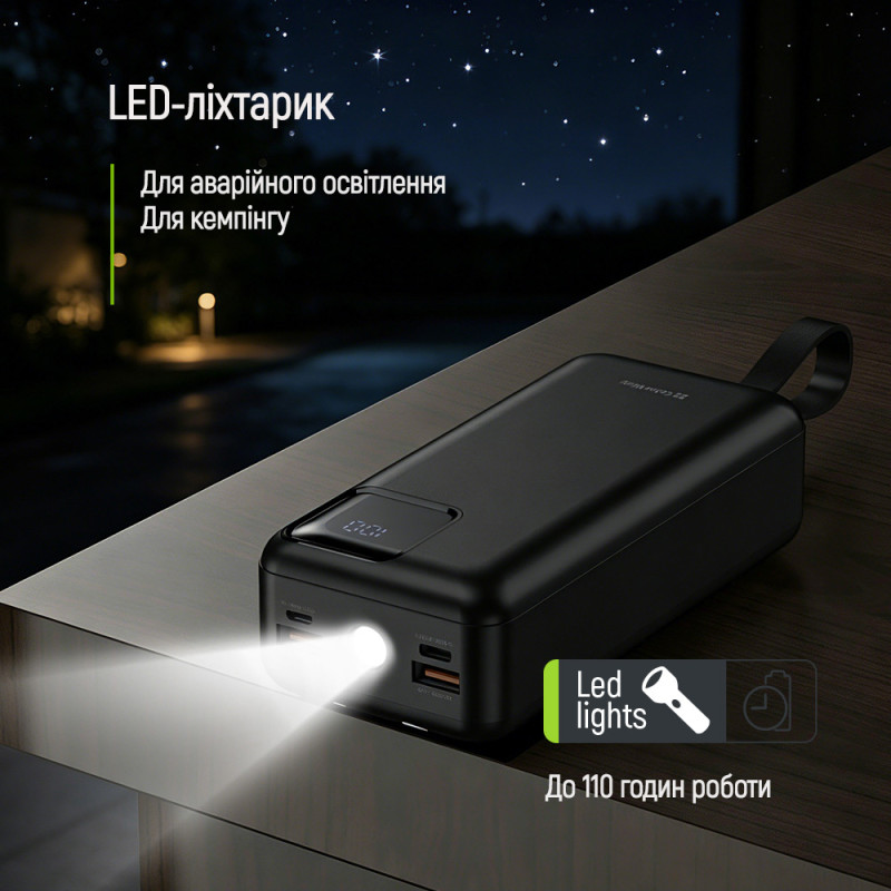 Батарея універсальна ColorWay 30 000 mAh EnergyHub (USB QC4.0 + USB-C PD22.5W) Black
