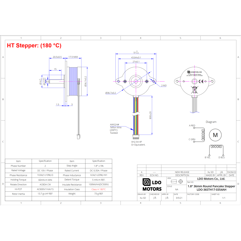 Кроковий двигун Pancake LDO-36STH17-0354AHG(gear)
