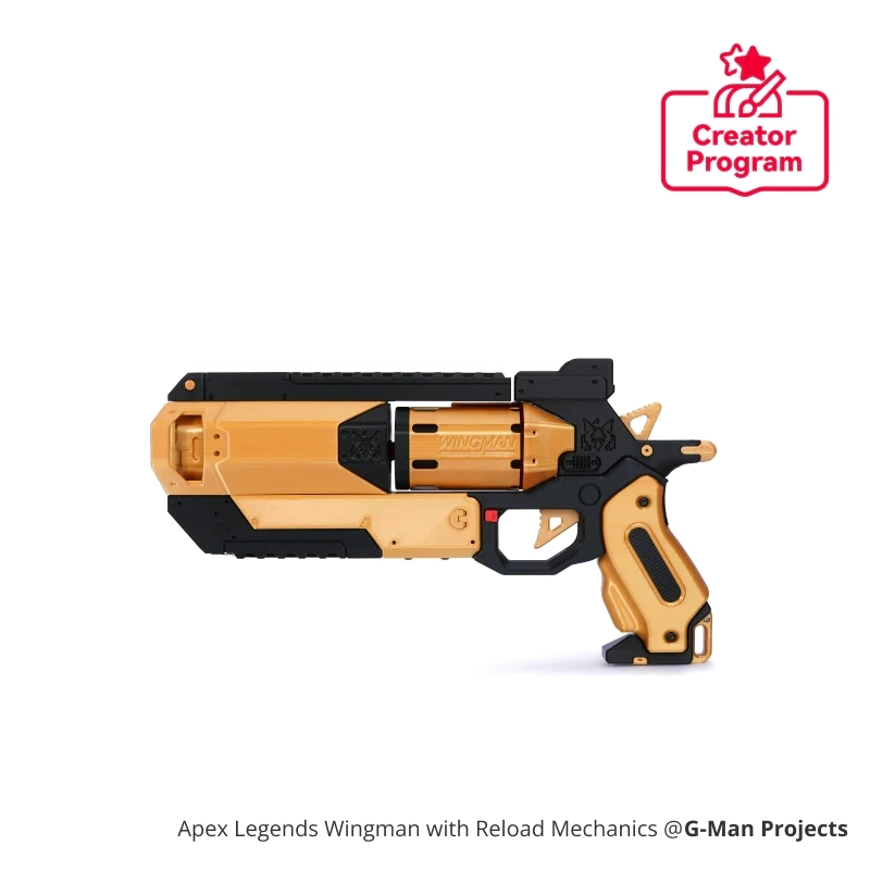 Kit d'impression et d'assemblage DIY - composants du modèle de revolver jouet Apex Legends Wingman avec mécanisme de rechargement