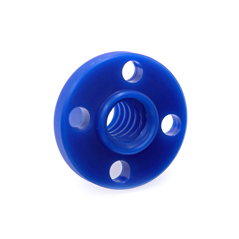 гайка трапецеїдального валу Tr8*4 (крок 4 мм за оберт) - Blue Delrin