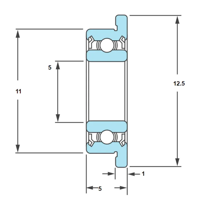 F685ZZ / MF115ZZ - Roulement d'origine NMB LF-1150HH FLANGE (dual size) - ширина з фланцем 5мм
