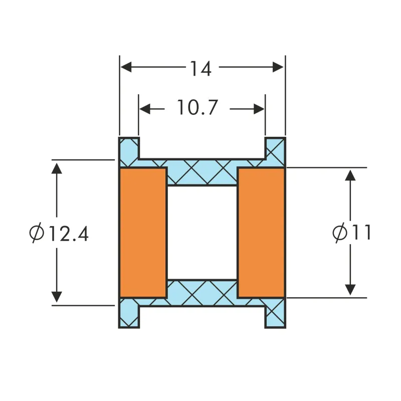product A7LAB.XYZ - tensioning roller for 2GT belts with a width of 9-10 mm